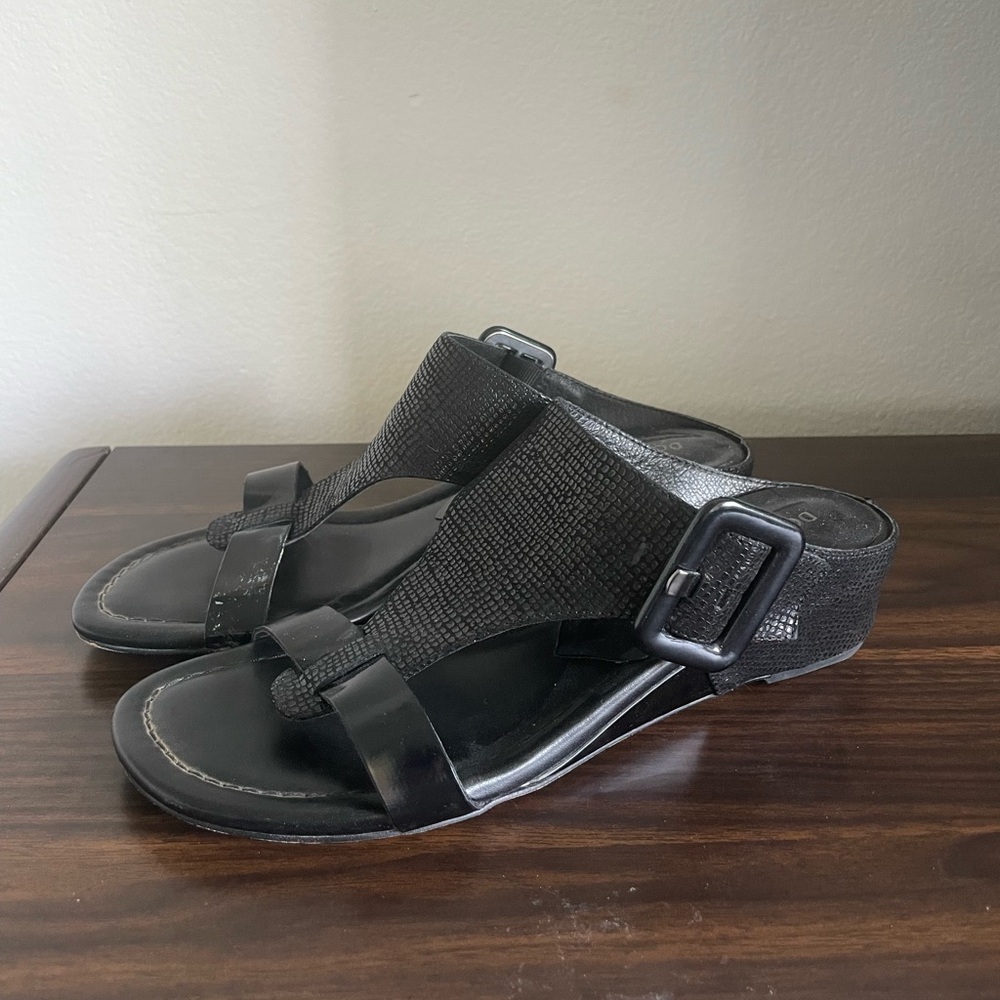 Donald J. Pliner Fancy Black Wedge Sandals